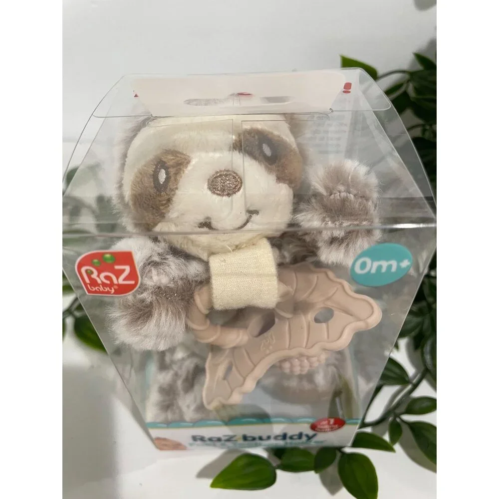 RaZ-Buddy Plush Sloth Paci & Teether Holder Soft Silicone